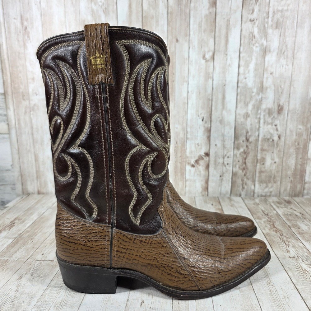 Stuart‎ McGuire Mens Bullhide Leather Western Cowboy Boots Pointed Toe 10.5D